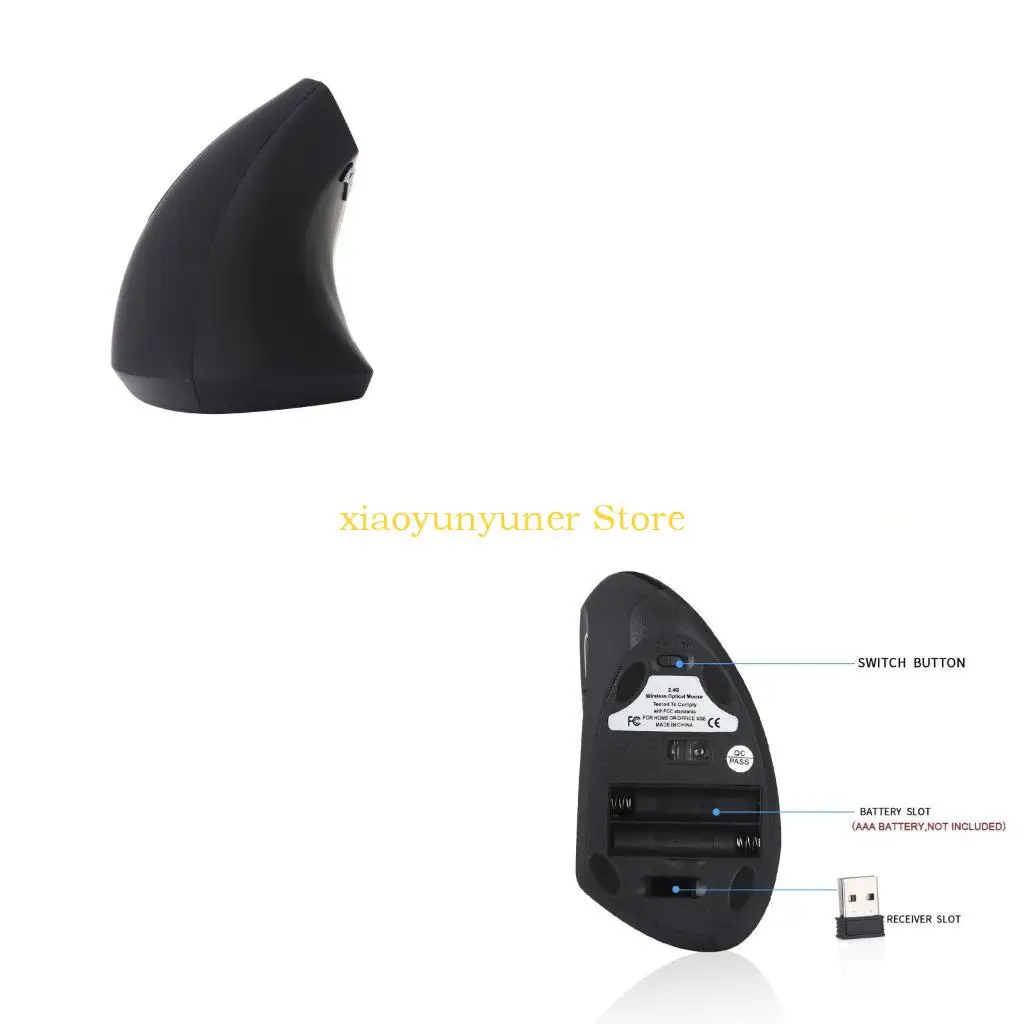 Mouse vertical ergonômico p9jb 2.4g sem fio para mão esquerda, mouse para jogos computador usb óptico