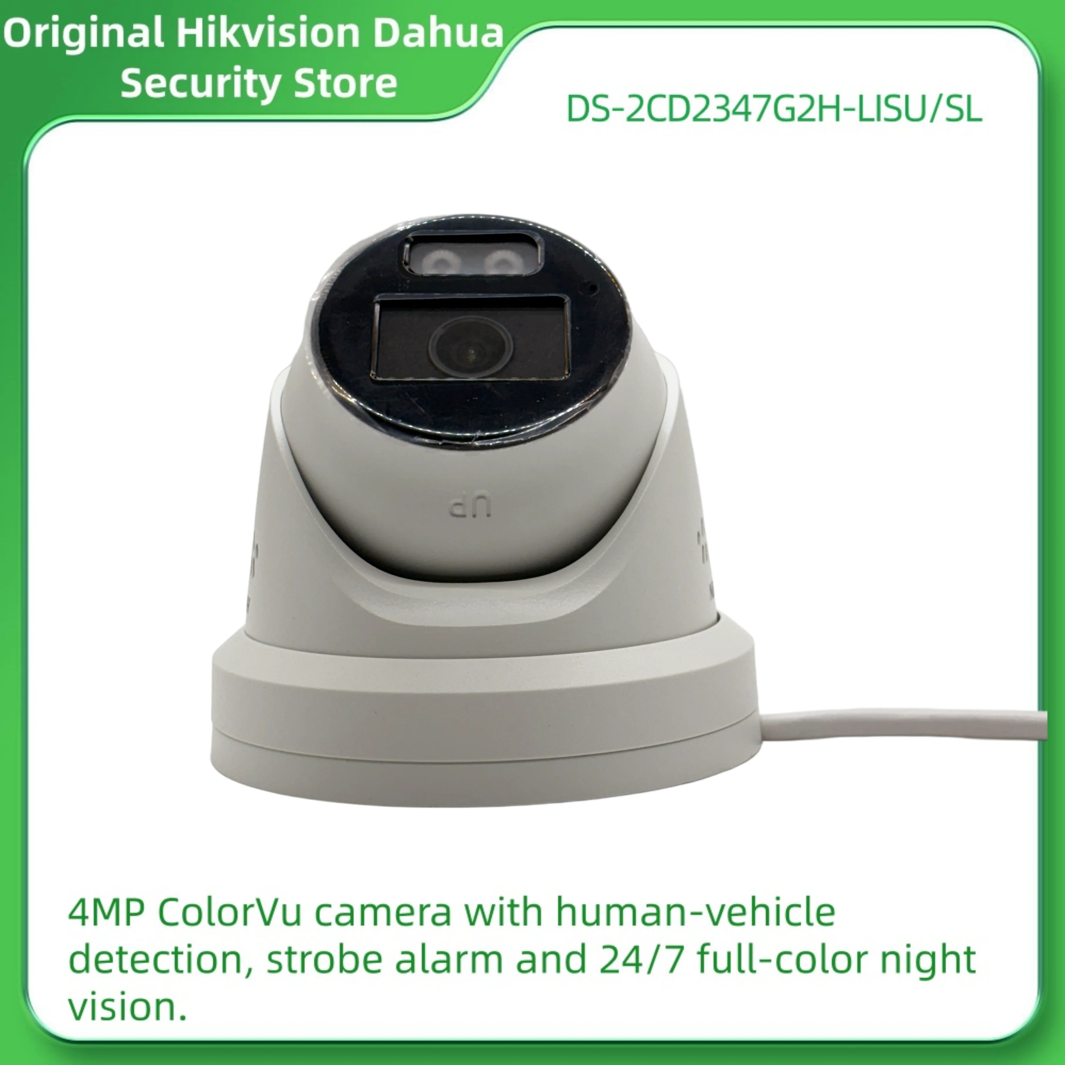 Hikvision DS-2CD2347G2H 4MP ColorVu Hybrid Light Turret IP Camera | H.265+ WDR Audio IP67 Outdoor Security Camera