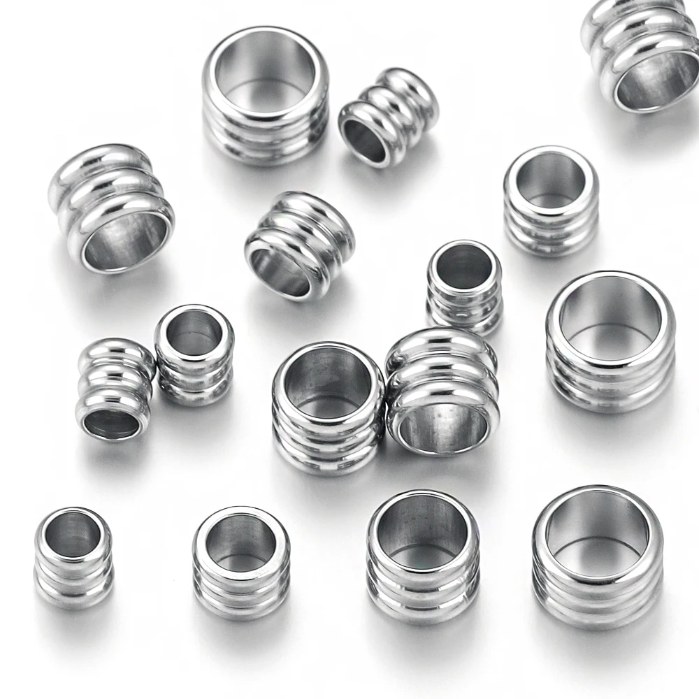 20pcs Stainless Steel Big Hole Spacer Beads Inner Hole 2 3 4 5 6 Mm for DIY Jewelry Charm Bracelet  Findings Seed Wholesale Bulk