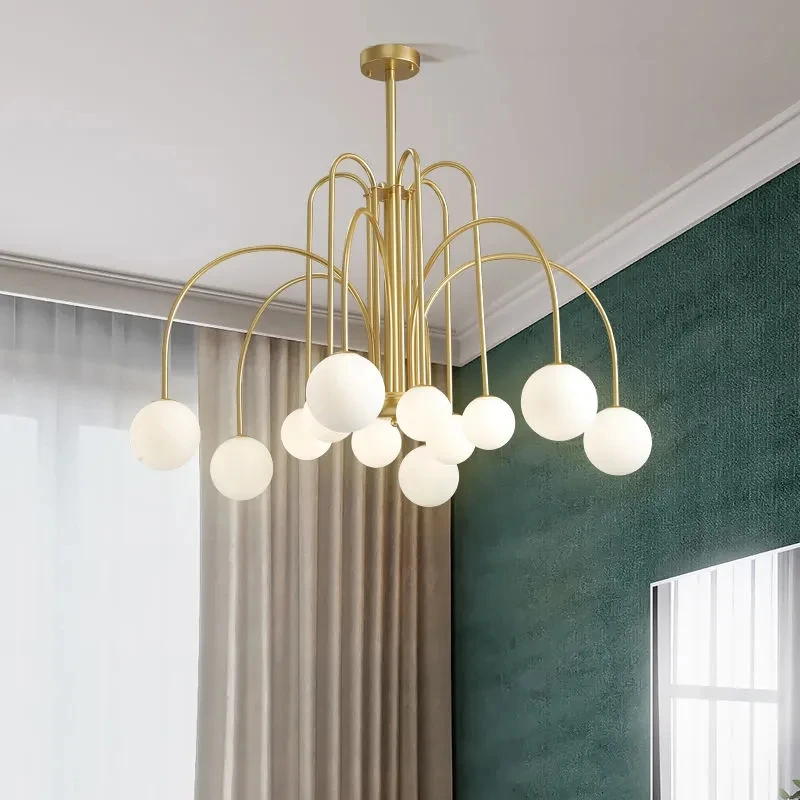 Plafonnier LED composé de 8 têtes en verre laiteux, luminaire décoratif d\'intérieur, idéal pour une cuisine, un salon, une Table à manger ou un Bar