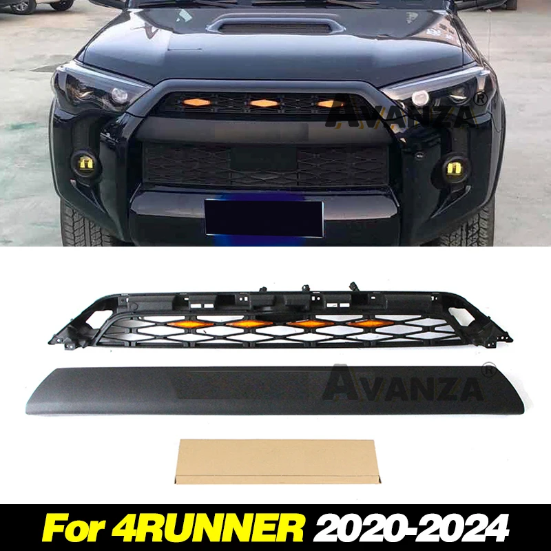 Auto Parts Grill With Led Lights Front Bumper Grille Modification Accessories Decoration For 4RUNNER 2020 2021 2022 2023 2024