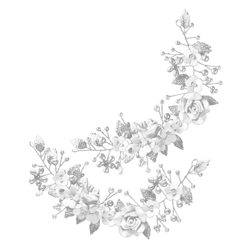 

2Pcs Wedding Hair Pieces Bridal Hairpiece Flower Vine Fake Pearl Headpiece for Bride Wedding Prom Hair Accessories
