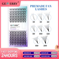 Premade Volume Fan Lashes 3D 5D 6D 10D 16D 20D Eyelash Extension Sharp Narrow Stem Fake Eyelashes Cluster Russian Volume Gemerry