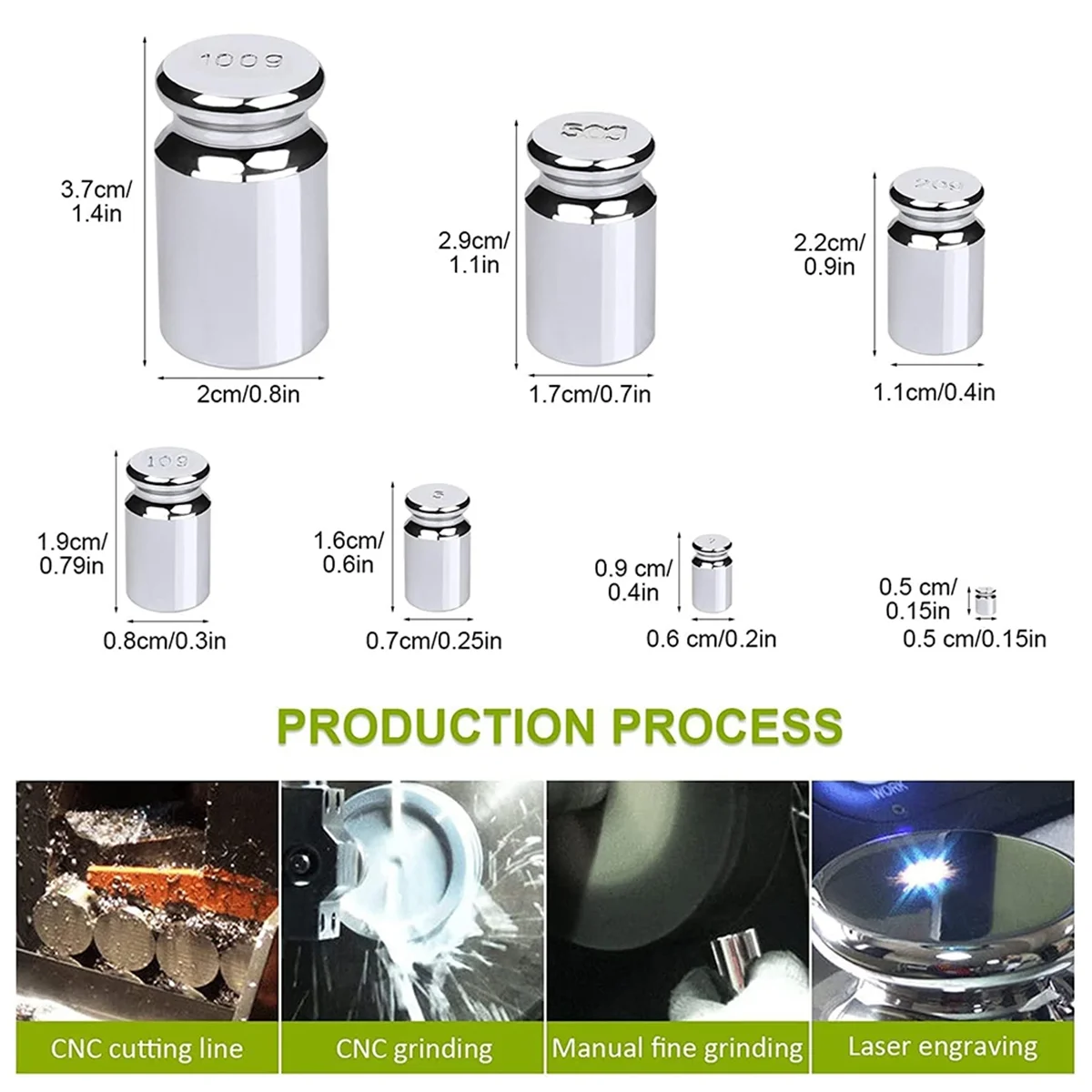 

SUPER HOT 7 шт. Калибровочные гири, набор из углеродистой стали 1–100 г