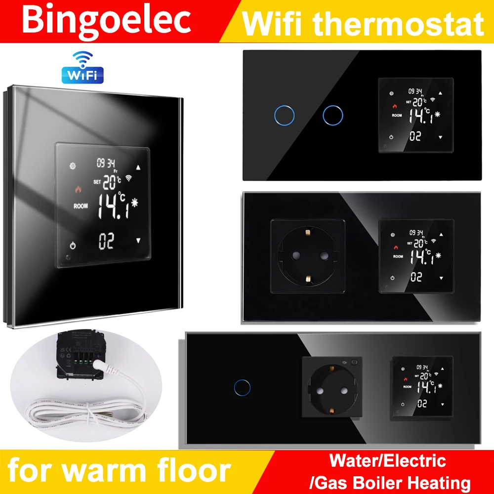 

Tuya WIFI Warm Floor Thermostat for Electric/Water/Gas Boiler Heating Temperature Controller and WiFi Switch USB Socket Combo
