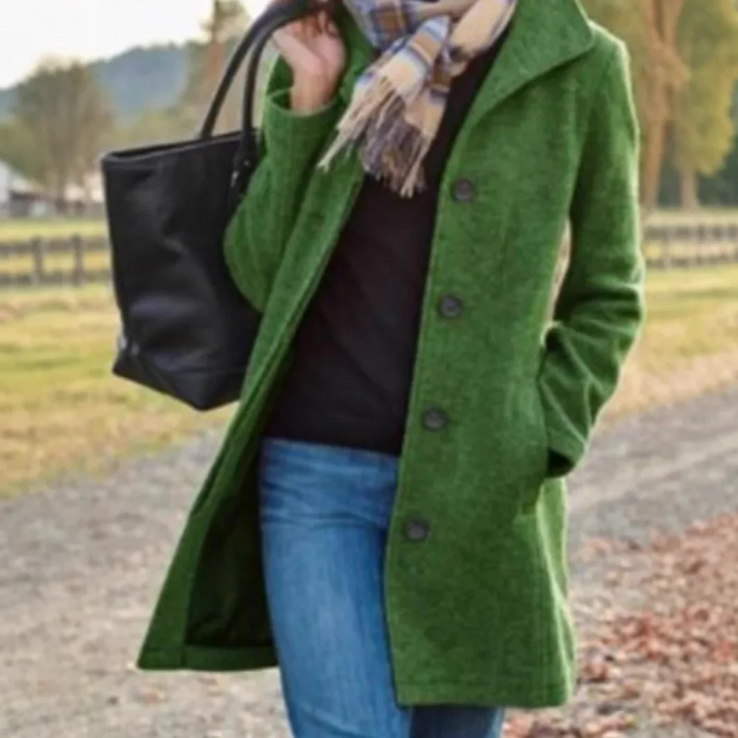 Hot Sale Of The Season Fashion Thickened Woolen Coat Long Pure Color Women's Autumn Winter Coat Female Outerwear Elegant Classy