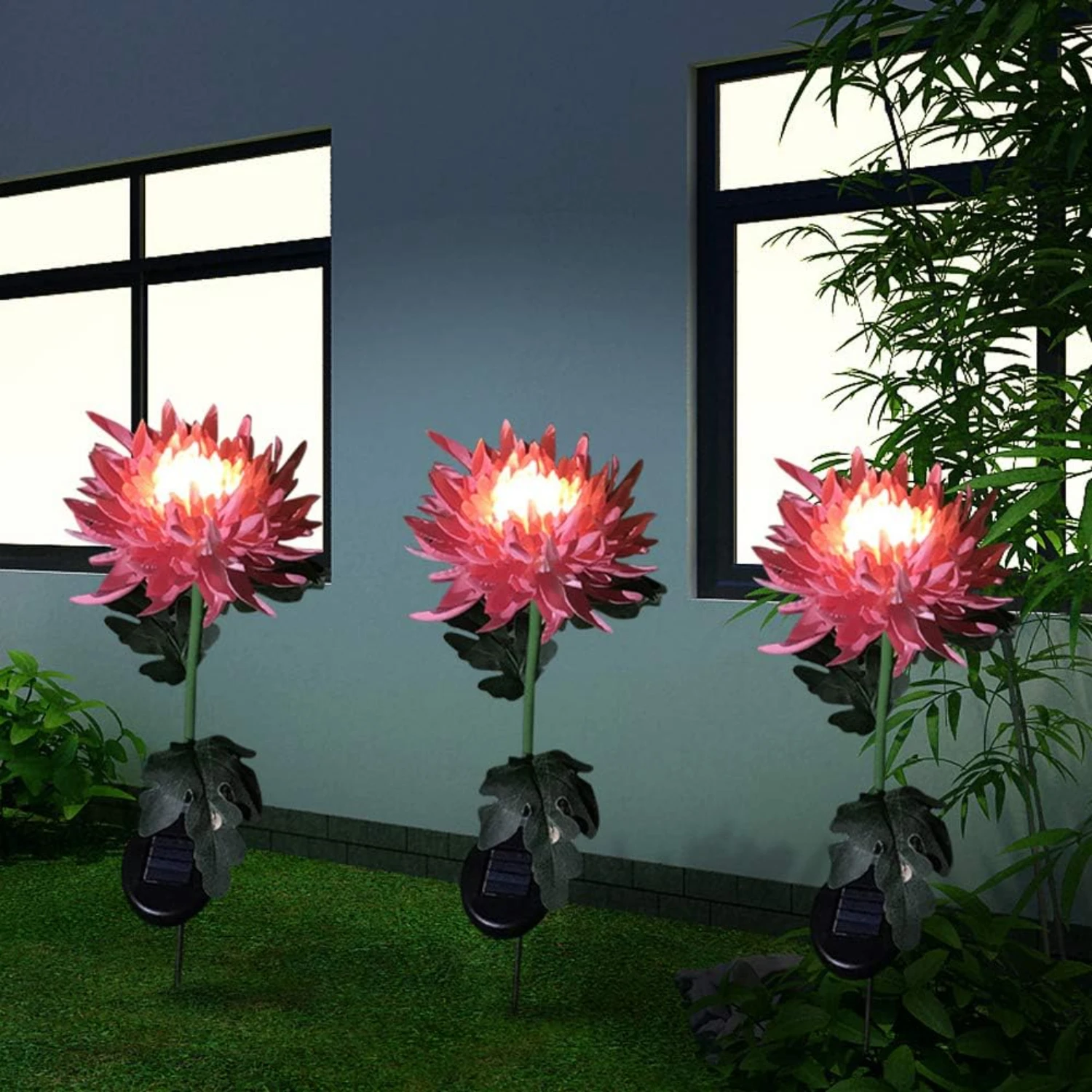 Beautiful Stunning Exquisite Gorgeous Popular Single Pack Solar Chrysanthemum Flower Lights - Perfect LED Solar Power Ground Lig