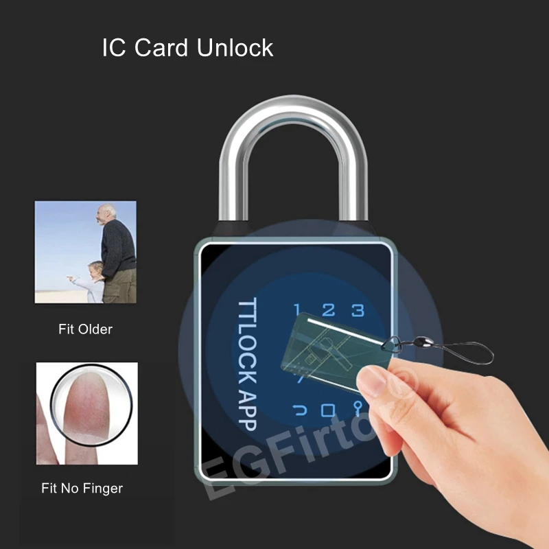 TTLock Password Bluetooth Padlock Touch Screen RFID IC Card Key Home Security Waterproof Cabinet Electronic Bag Luggage Padlock