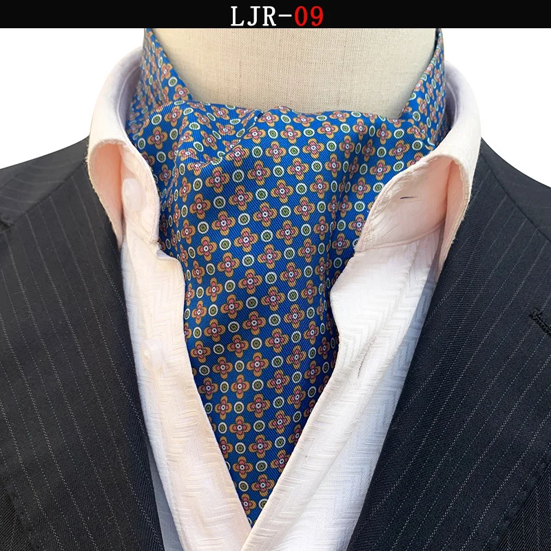Elegant Polyester Jacquard Woven Mens Ascot Necktie Ties Cravat Plaid Floral Wedding Business Party Accessories view 4
