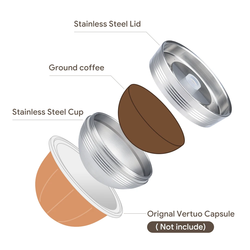 Nespresso Vertuo POP Reusable Coffee Capsule Vertuoline Filled Stainless Steel Capsule Filter Pod iCafilas