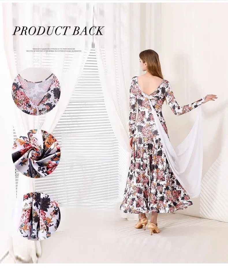 Spódnica do tańca towarzyskiego Waltz Women Design Printing Tango Ballroom Dance Dress Lady Advanced Standard Ballroom Dance Dresses