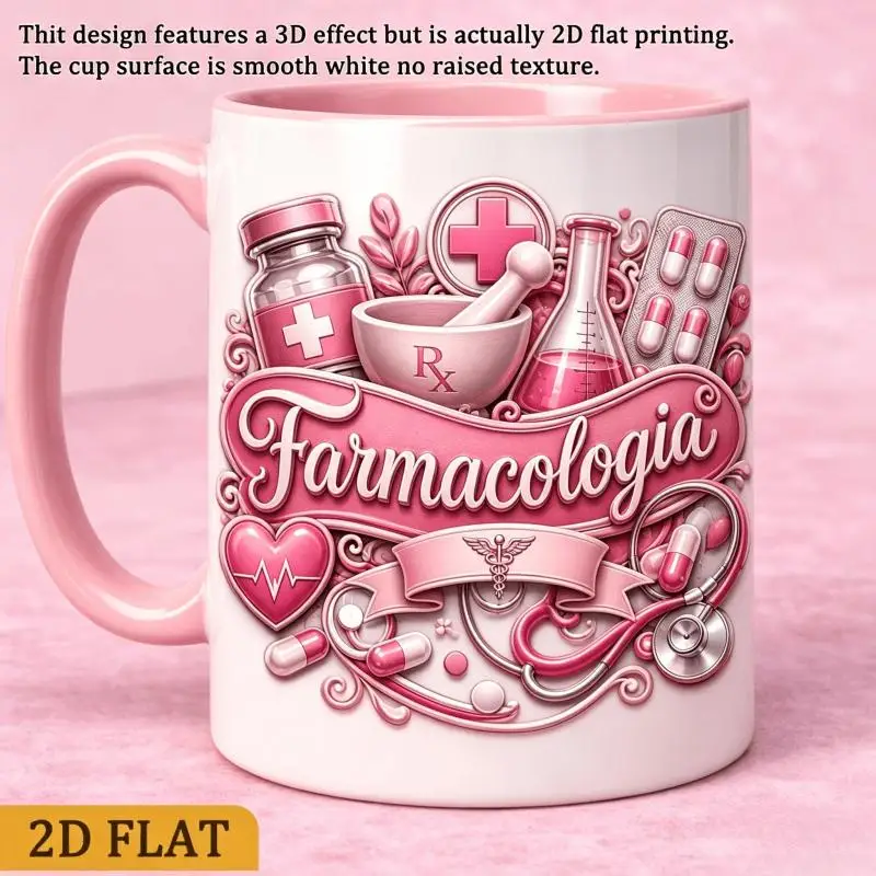 Personalized Pharmacology Mug 2D Printing Ceramic Coffee Cup Medical Design Gift for Pharmacist Nurse Thank You