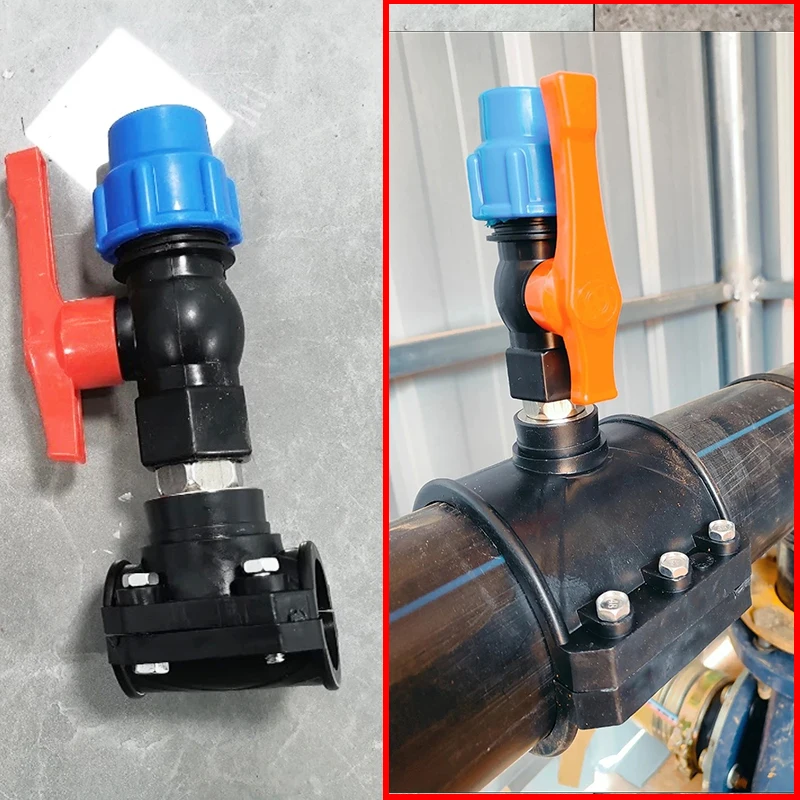 

PE/PVC Water Pipe Three-way Clamp-On Saddle Tee Ball Valve Quick Connect No Heat Fusion Irrigation Water Pipe Fittings