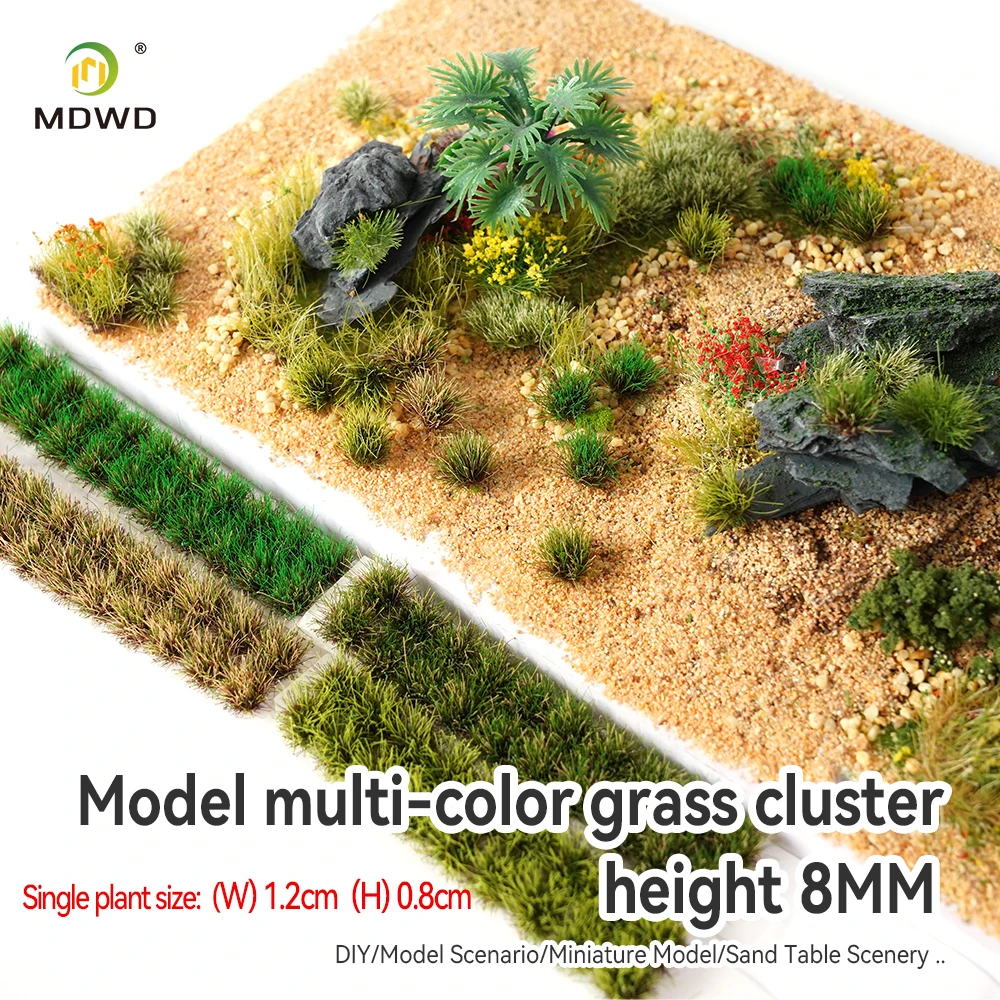 30PCS Multicolor Grass Tufts 8mm Height Self-Adhesive Miniature Flower Grass Model Scenery Model DIY Accessories view 4