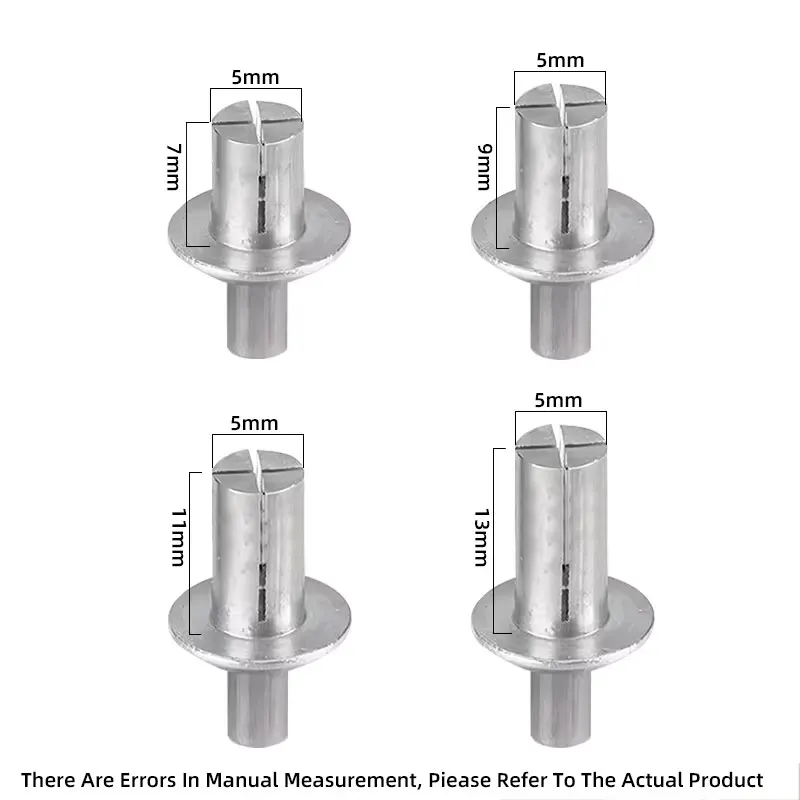 50 قطعة رأس مستدير الألومنيوم الأساسية المسامير تدق نوع صغير التنصت مسامير السحابات توسيع الألومنيوم المسامير صدمة برشام #5