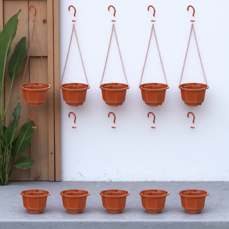 

10Sets Decorative Flowerpot Plastic Hanging Flower Planter for Indoor Outdoor Garden Hanging Orchid Pot Space Saving Design