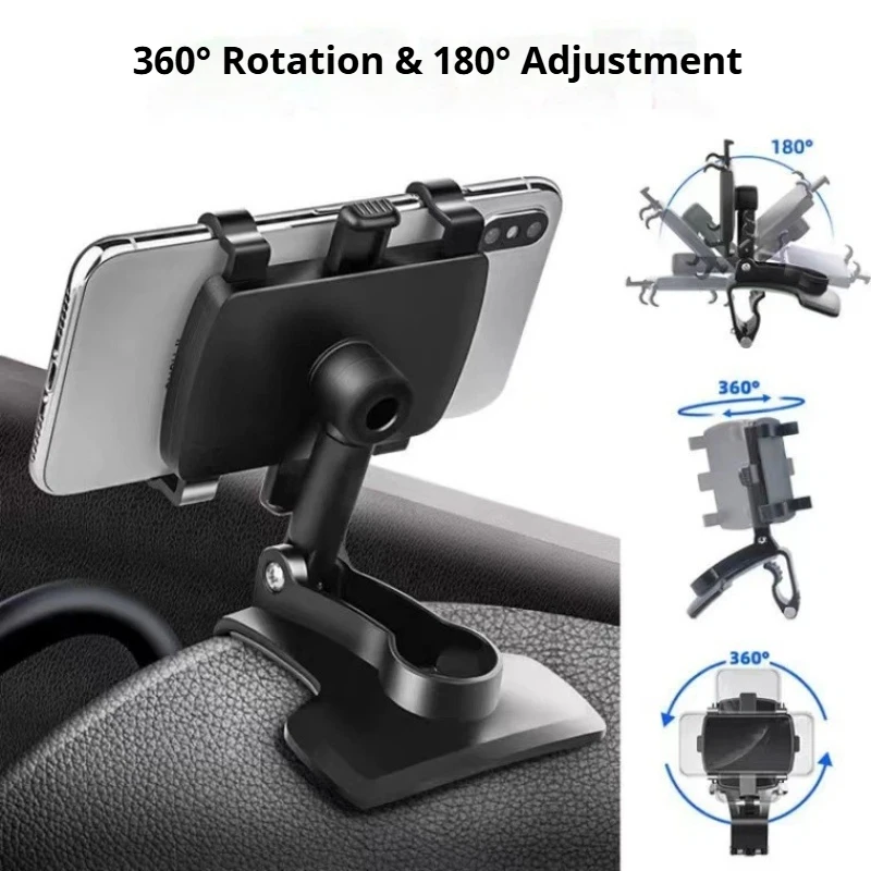 Car Mobile Phone Holder Multifunctional Rotating Instrument Panel Rearview Mirror Navigation Shock Resistant and Anti Shake