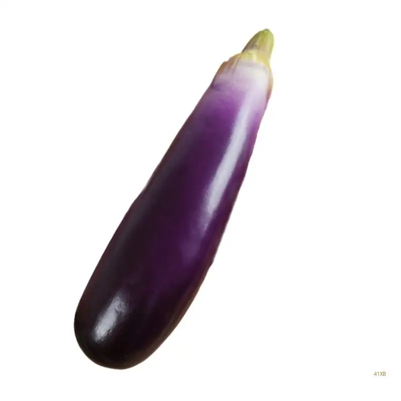 41XB 2pcs Simulated Eggplants Soft Foam Artificial Aubergines Simulation Vegetables