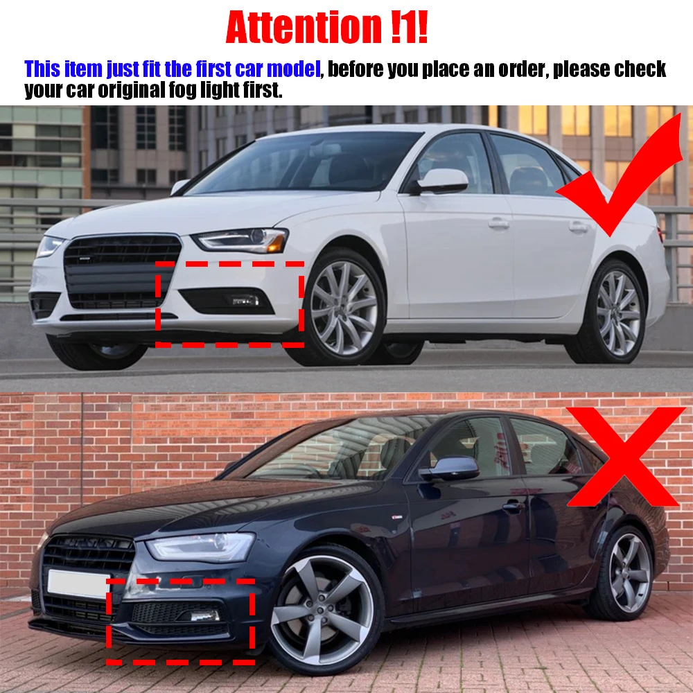 2 Pieces 60W 12000LM Car Canbus LED Fog Light Assembly DRL For Audi A4 B8 2013 2014 2015 2016 (Not Fit S-Line or Sport Model)