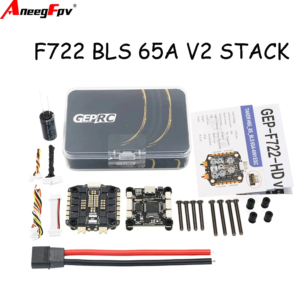 GEPRC TAKER GEP-F722-BT-HD V2 4IN1 ESC FC & BLS Stack 65A 8S 8Bit Stack for RC Helicopter ESC Stack