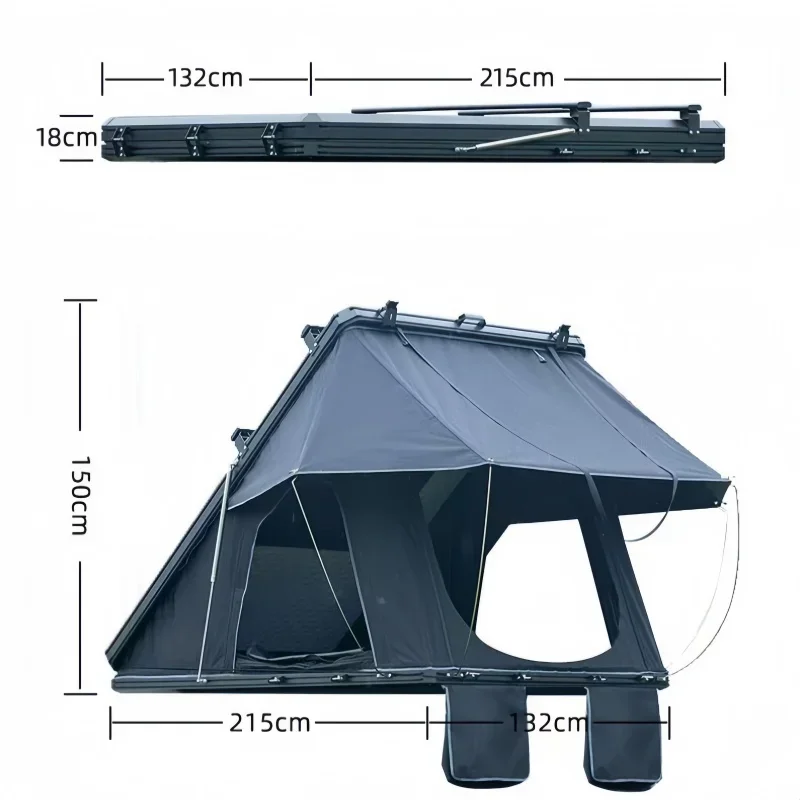 

Aluminum Hardshell Rooftop Tent Pop up Waterproof Lightweight Oxford Fabric SUV 4x4 Camper Automatic Opening Four-Season