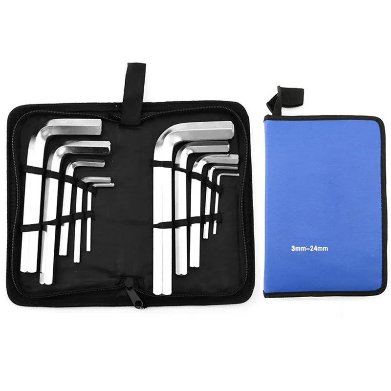 

Один набор гаечных ключей Портативный набор инструментов Внутренний шестигранный ключ из хром-ванадиевой стали L-образный гаечный ключ с сумкой 3-14 мм 3-19 мм