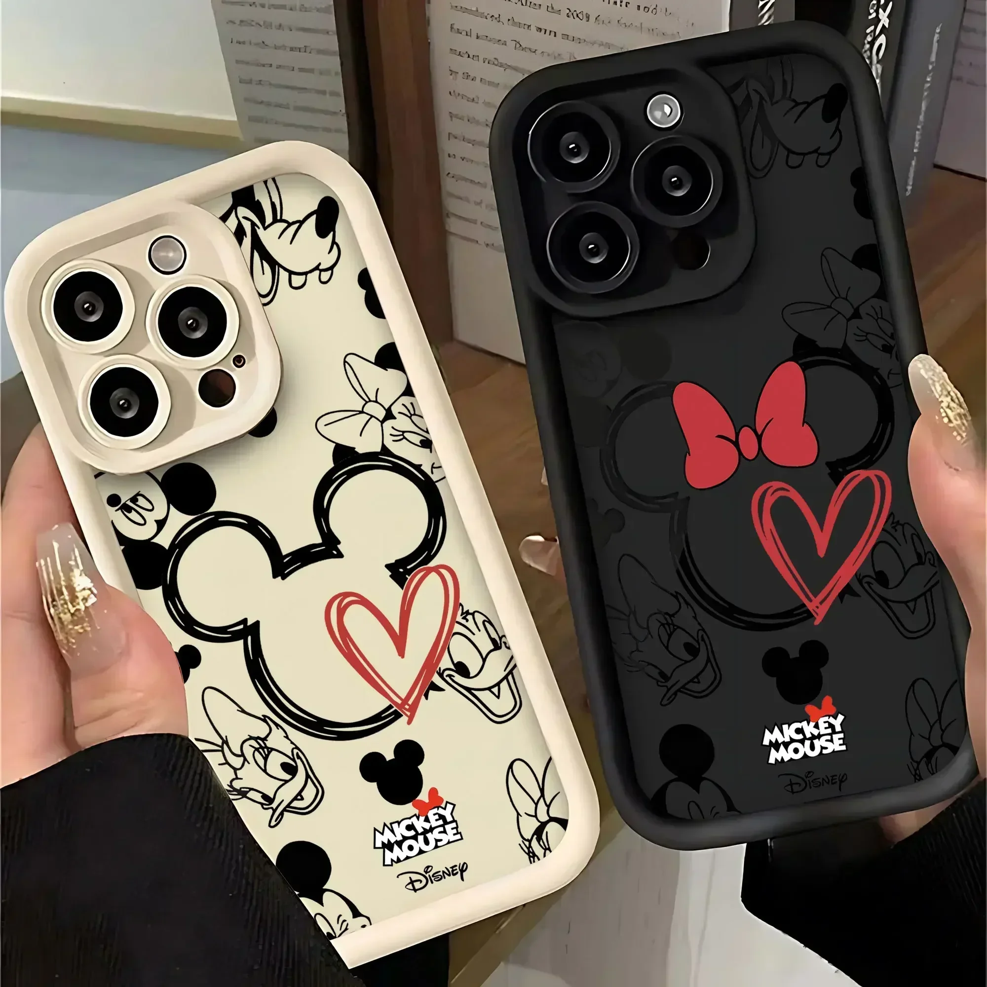 Mickeys Minnies Yk2 Red Cute Phone Case for IPhone 16 15 14 13 12 11 Pro Max Mini XR XS X 7 8 Plus Soft TPU Back Cover