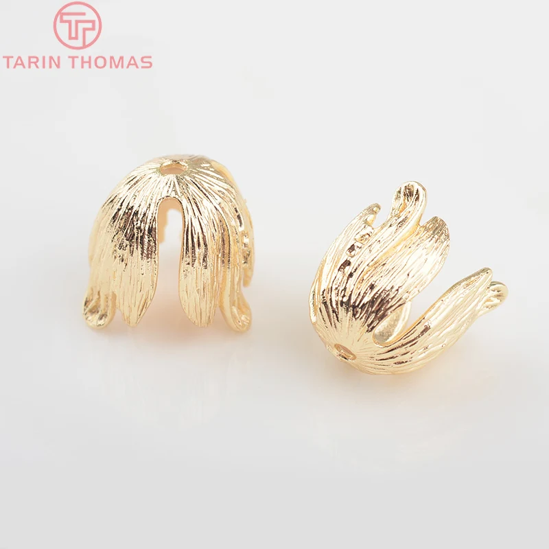 (3700)6PCS 24K Gold Color Plated Brass Flower Caps Tassel Caps Diy Jewelry Findings Earrings Accessories