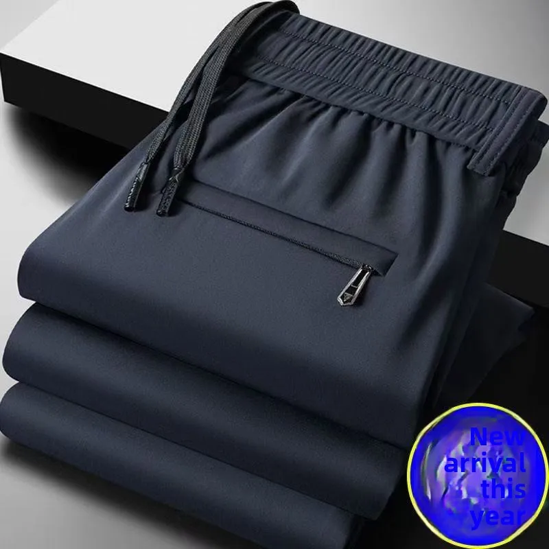 

Высококачественные летние брюки из ледяного шелка: эластичные, свободные, прямого кроя, тонкие, повседневные, дышащие, комфортные, молодежные, модные, для мужчин