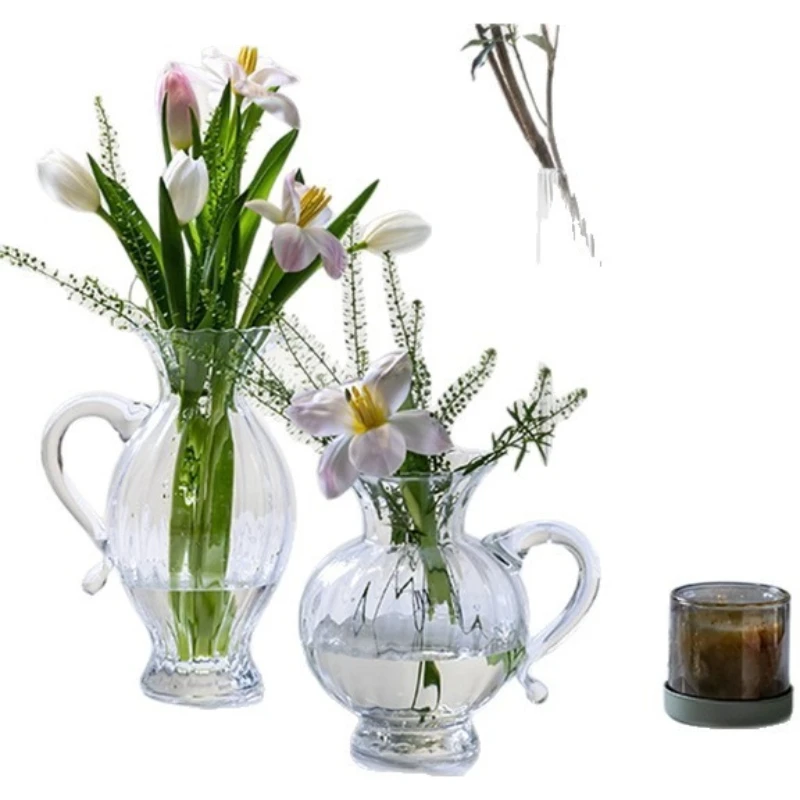 

Crystal glass vase, table top flowers, simple crystal flower ware, dining table, mellow fragrant flowers,