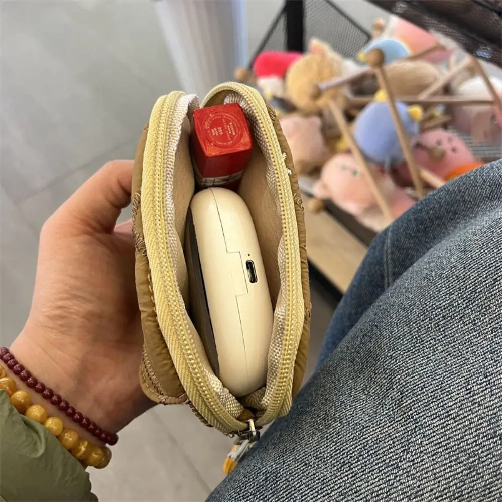 여성용 귀여운 코튼 동전 지갑 자수 활 미니 립스틱 가방, 지퍼 보관 가방