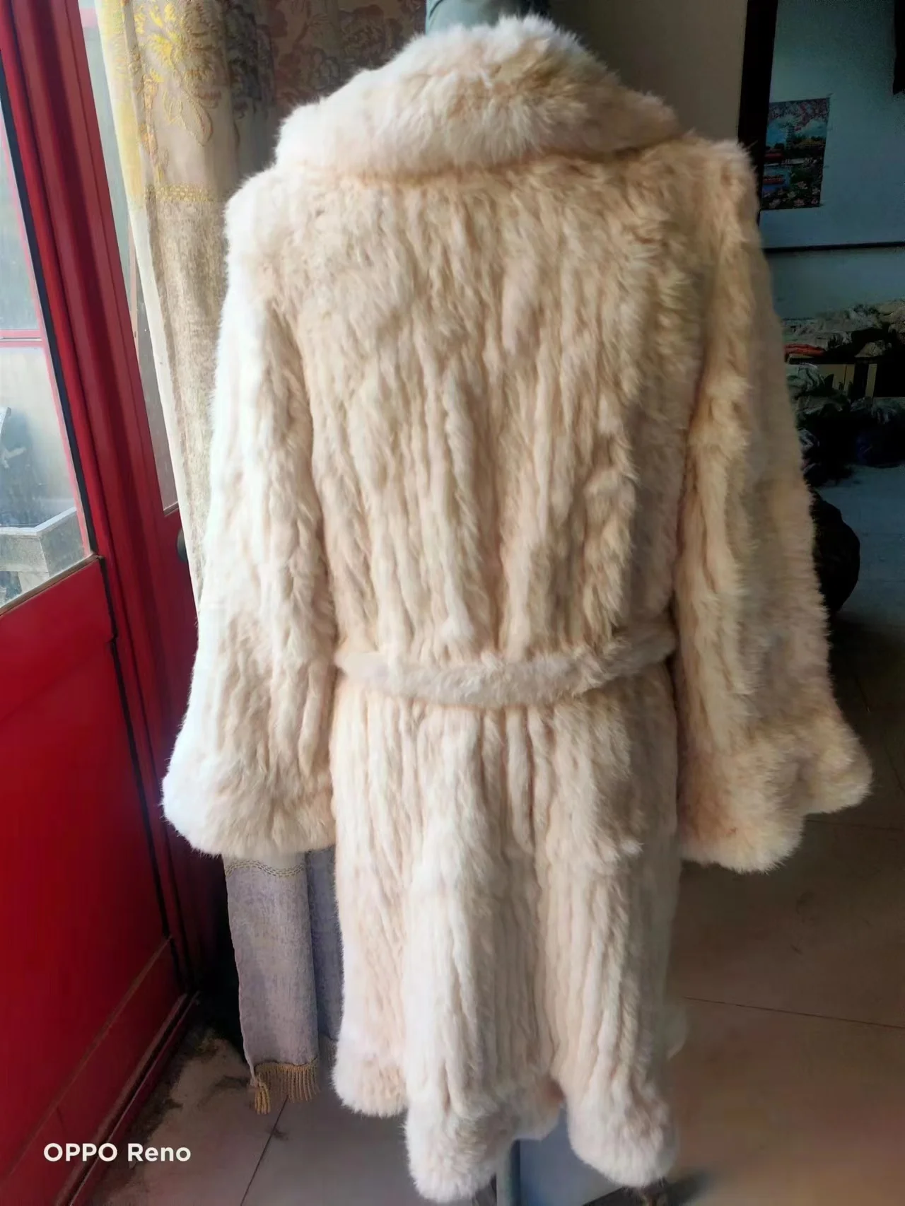 Women Winter Real Rabbit Fur Knitted Coat Female Casual Long Sleeve Genuine Fur Jacket Warm Thick Outwear Femme