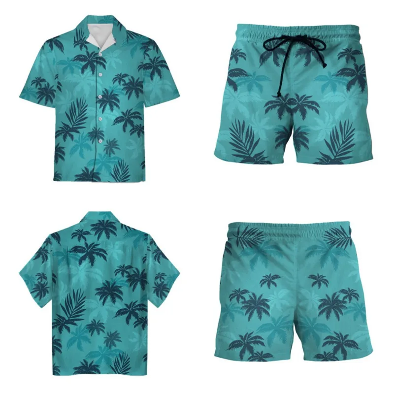 Classics Summer Game Grands Thefts Autos Driver Same Shirt Hawaiian Beach Short Sleeve Personality 3D Digital Print Top Shorts