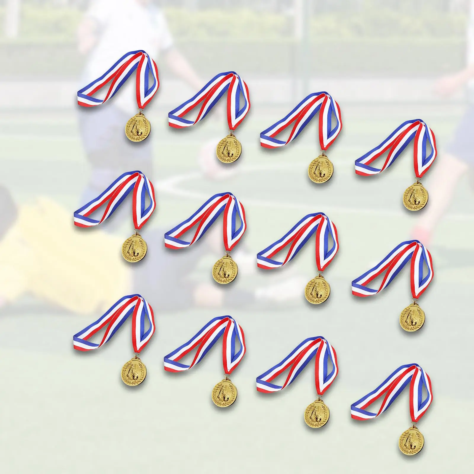 

12 Pieces Award Medals Award Gift 5cm Football Medal with Neck Ribbons Trophy Medal for Competition Sports Tournament Party Game