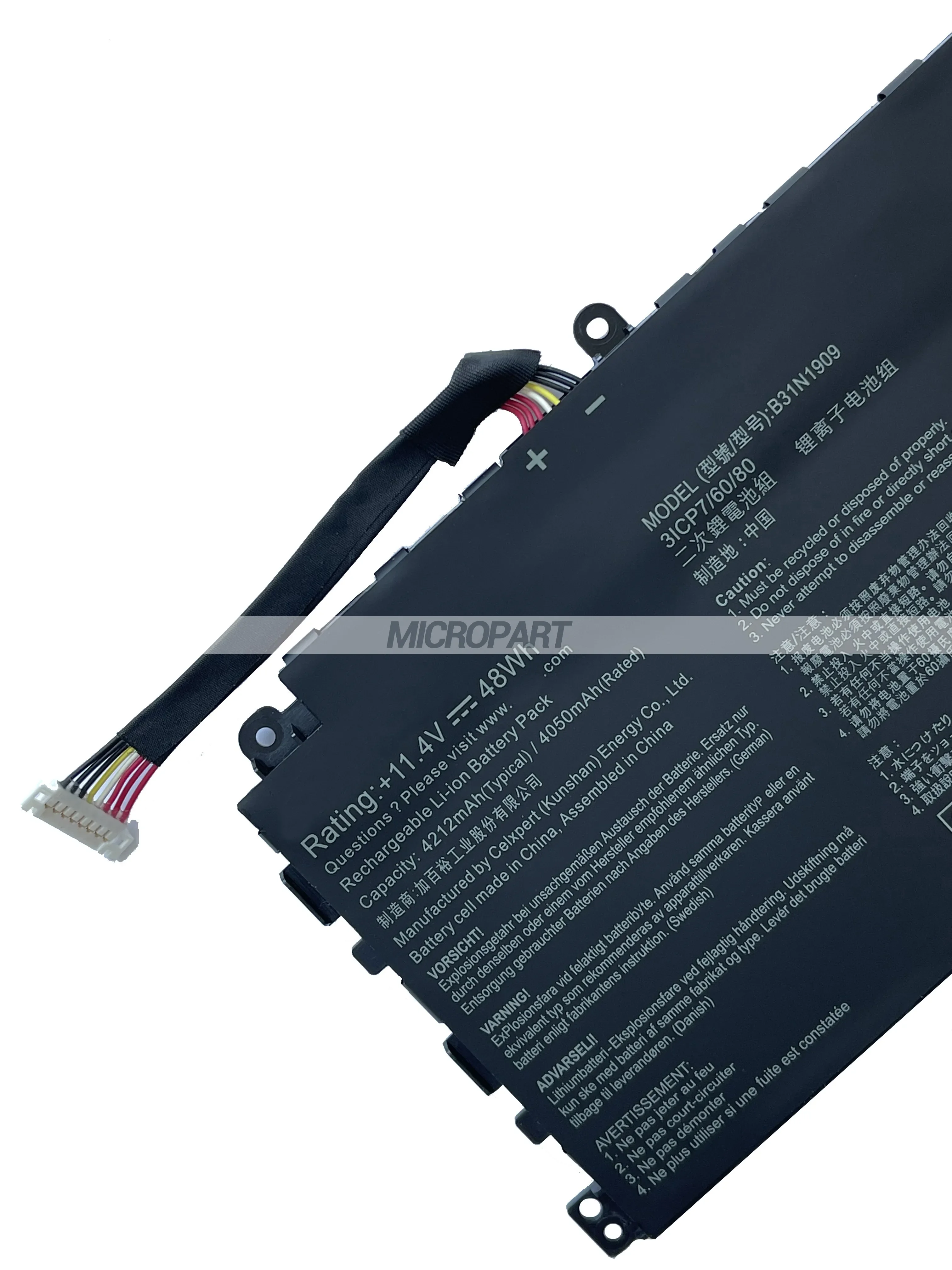 Batería de repuesto de iones de litio para ordenador portátil Asus ExpertBook, batería de larga duración, 11,4 V, 48WH, B31N1909, P2, P2451FA, P2451FB