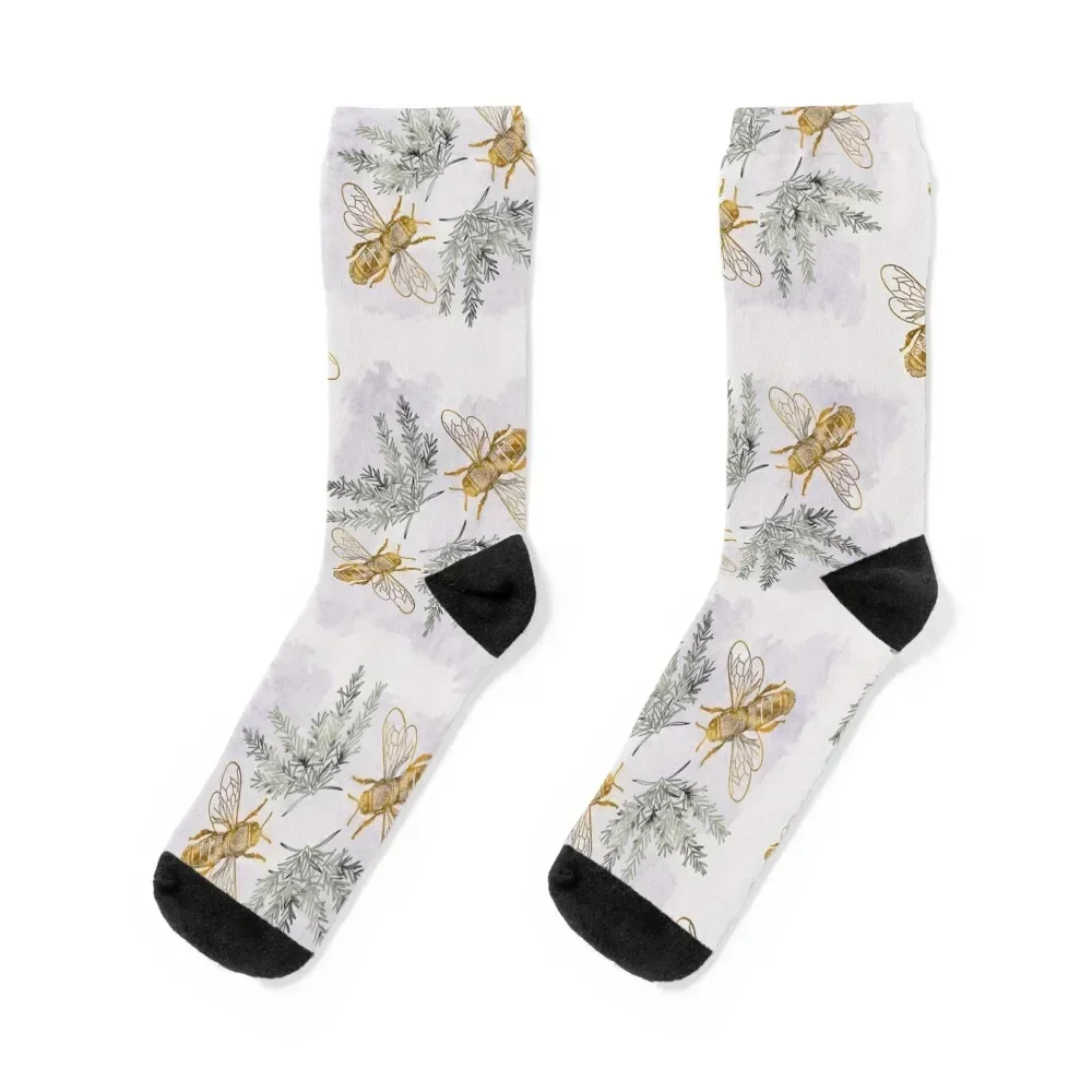 

Lavender and Bees Socks japanese fashion luxury summer moving stockings Socks Girl Men's