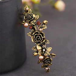 Fashion Crystal metal Hair Clips Vintage Spring Hairpins Leaf Flowers Barrettes Elegant Women Headwear Luxury Hair Accessories