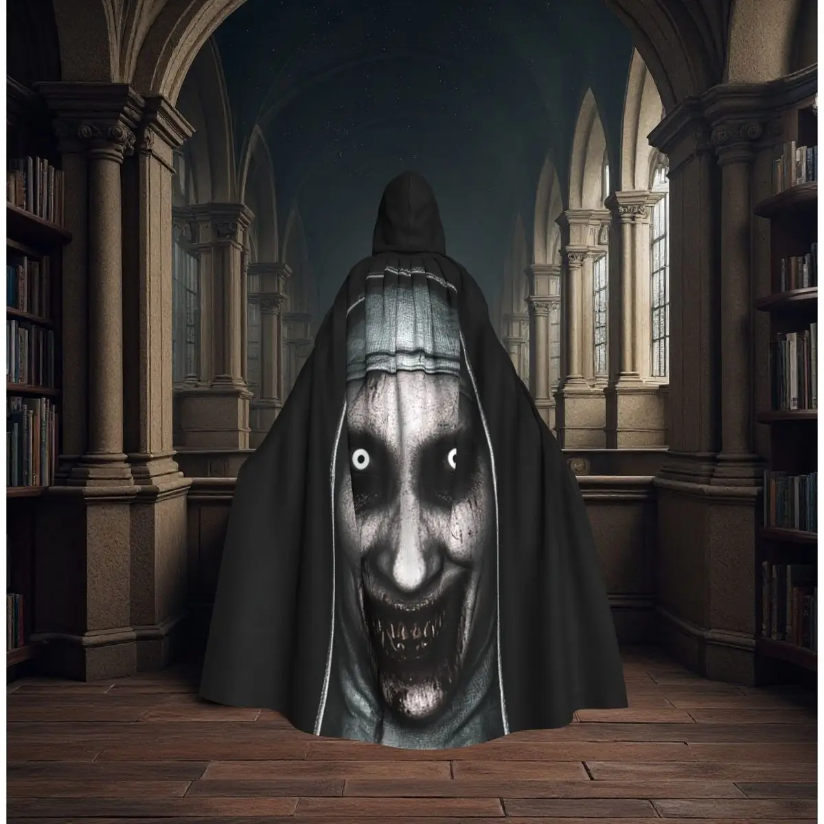 

Scary And Horrible Nuns Valak The Nun Long Hooded Cloak Witch Medieval Costume Cosplay Cape HalloweenCoat Adult Unisex