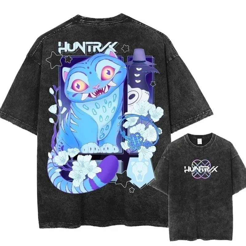 

K-Pop Demon Hunter Derpy Tiger Movie Harajuku Повседневная женская футболка с круглым вырезом в стиле хип-хоп в стиле ретро Повседневный топ Летняя стирка в воде