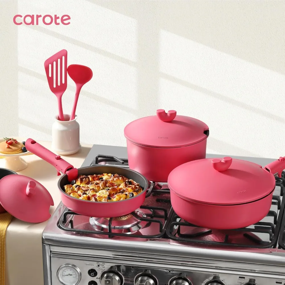 

24pcs Pots and Pans Set Non Stick, Nonstick Cookware Set, Oven/Dishwasher/Fridge Safe Pots and Pans, RV Safe Cookware