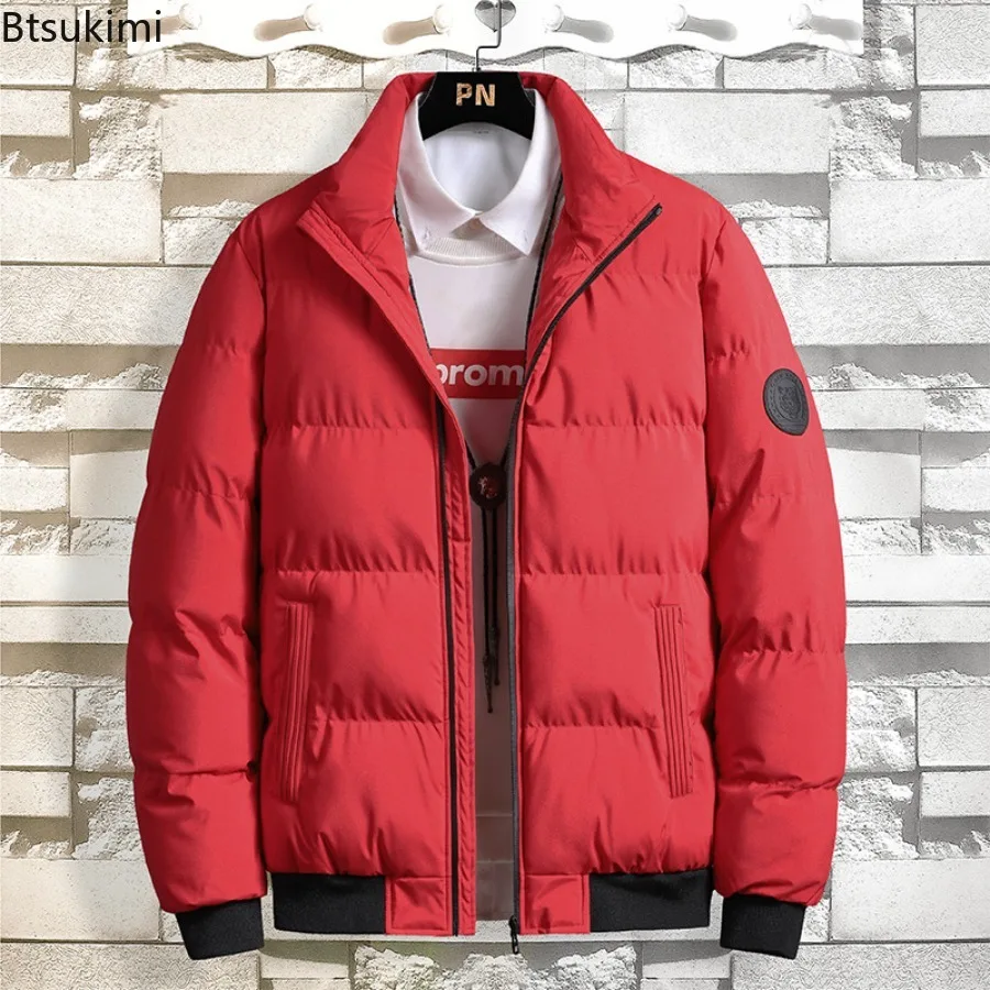 2025 Winter Men's Solid Color Stand-collar Solid-color Thickened Warm and Fashionable New Style All-match Cotton-padded Jackets