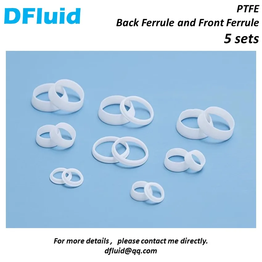 5 pcs PTFE Back Ferrule Front Ferrule Set Compression Tube Fitting 1/8