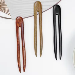 Simple Chinese Hair Sticks Wooden U Shaped Hair Forks for Women Hair Bun Maker Hairpins Accessories Retro Fashion Headpieces