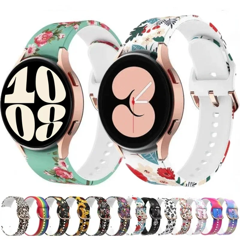 Silicone Strap For Samsung Galaxy 4/5/6/7 40mm 44mm 6/4 Classic 43mm 47mm Colorful Pattern Bracelet Band Watch 5 Pro 45mm Correa