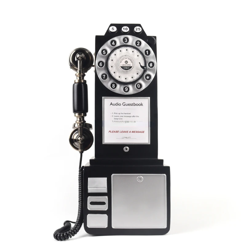 8908 Black Phone Booth Phone Booth Pay European Design Message Photo Booth Wired Audio Guestbook Pay