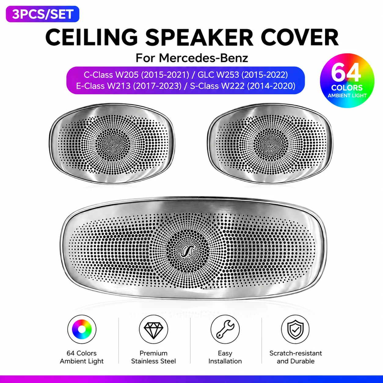Benz There-piece set of ceiling 15-21 C/15-22 GLC/17-23 E/14-20 S(W205/W253/W213/W222)