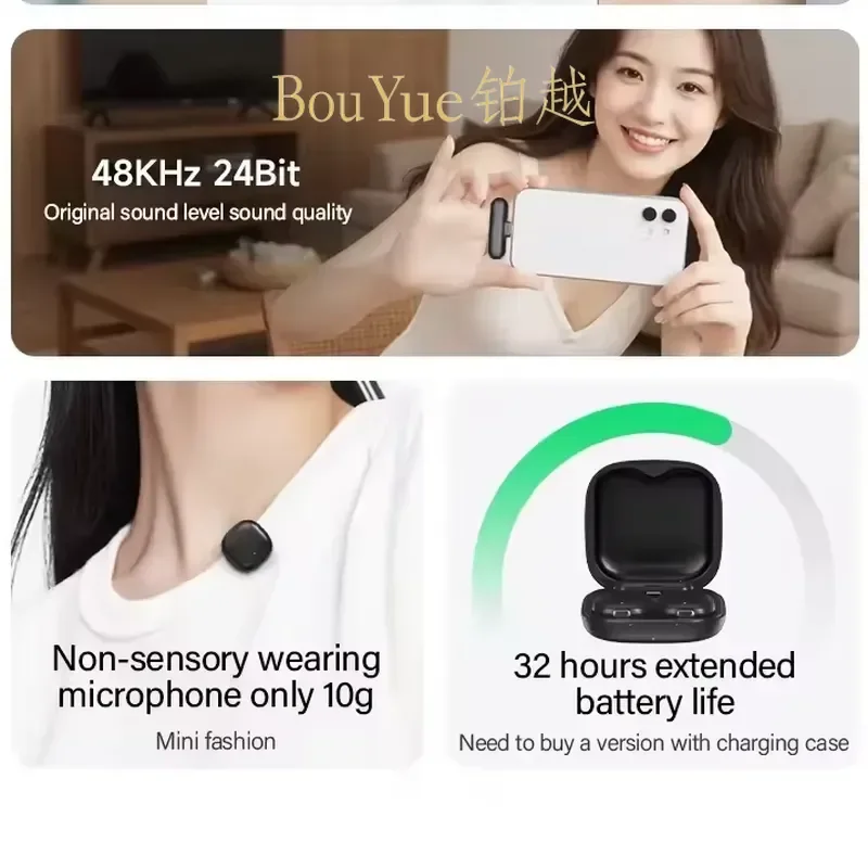 Wireless Lavalier Microphone for Apple Lightning Port Noise Cancelling Clip On Mic for Mobile Live Streaming Recording Vlog