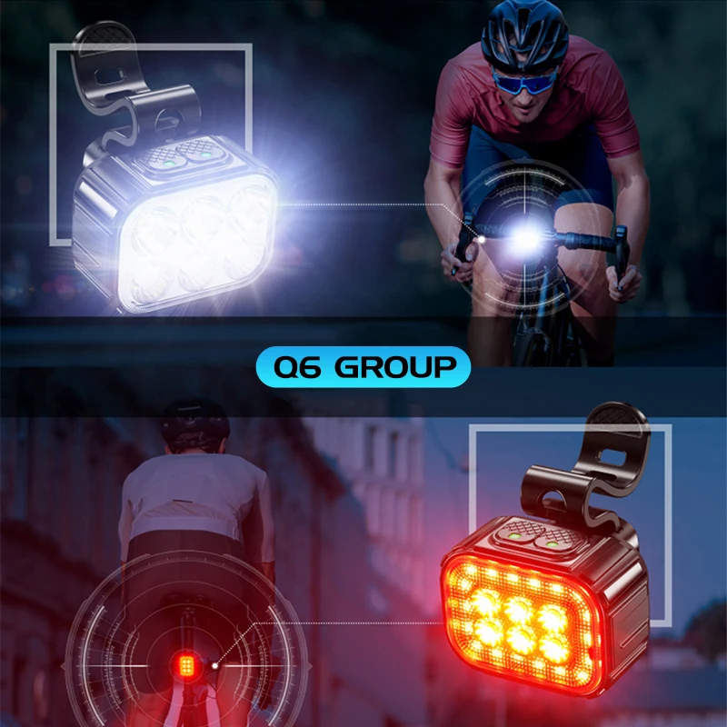 Faro delantero y trasero para bicicleta, luz LED Q6 con carga USB, accesorios para ciclismo