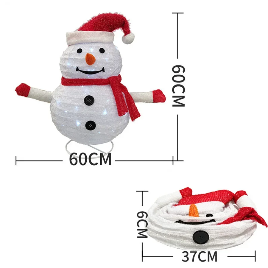 Светодиодный снеговик Санта-Клаус на батарейках, складной фонарь, водонепроницаемые рождественские сказочные садовые фонари для рождественской вечеринки, новогодний декор