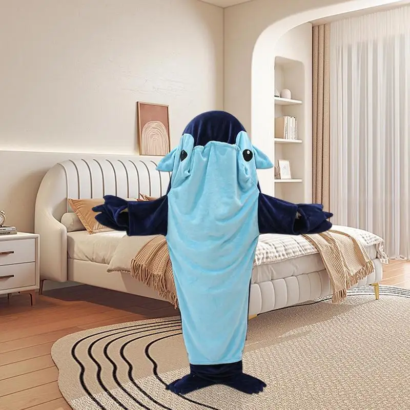 Shark Blanket Hoodie Onesie Flannel Shark Throw Blanket Soft Warm Pajamas Cute Funny Homewear Comfortable Cosplay Costume For